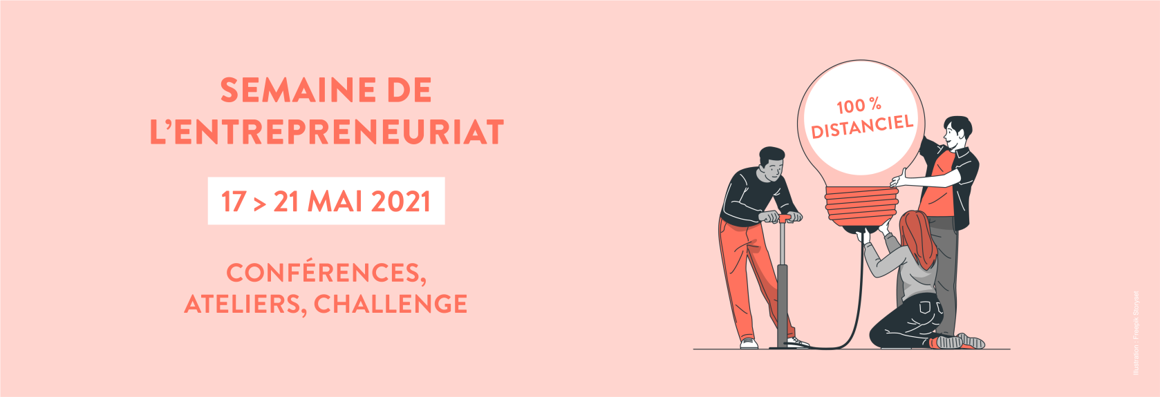 Semaine de l'entrepreneuriat du 17 au 21 mai 2021 conférence ateliers challenge 100 % distanciel